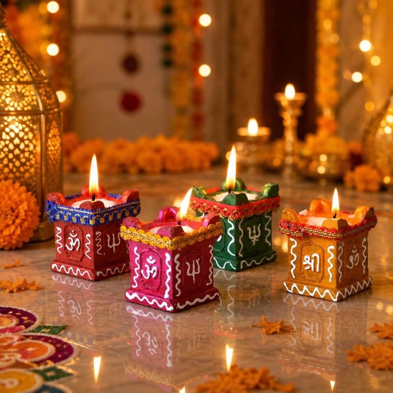 Om Shree tulsi-style diyas